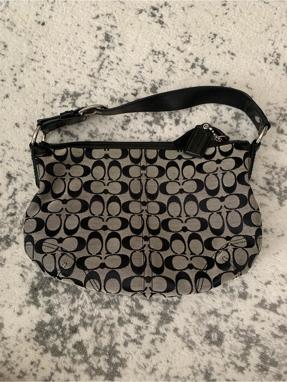 Coach Black and Gray Signature Jacquard Shoulder Bag - Picture 1 of 2